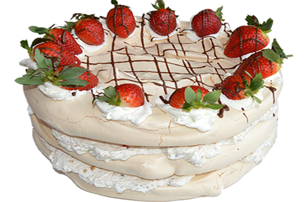 Pavlova with strawberries</br><gf>.</gf>